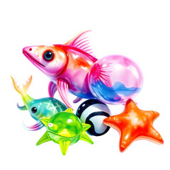 Fototapeta premium Colorful Toy Sea Creatures
