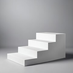 Minimalist White Steps on Grey Background