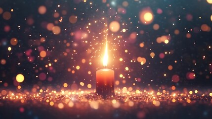 Candle lighting ceremony intimate setting digital art warm glow close-up celebration of light