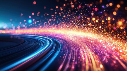 Obraz premium Light trails converge with bokeh, glowing with vivid colors