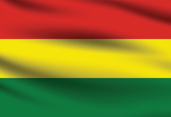 Bolivia flag official colors and proportion digital vector illustration. Pleated flag.