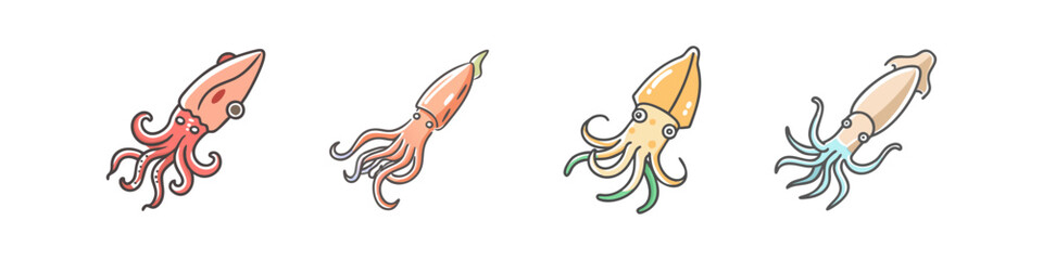squid icon, squid vector illustration-simple illustration of squid , perfect for squid logos and icons