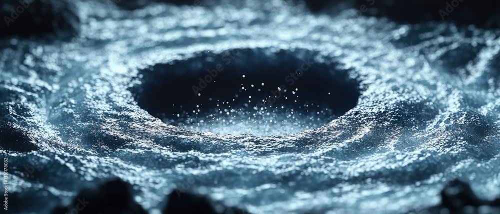 Poster abstract close-up of swirling water, creating a vortex effect with droplets splashing. perfect for i
