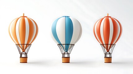 Obraz premium Three Striped Hot Air Balloons: A 3D Rendered Illustration AI Generated