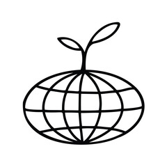 Growing Plant Emerging from Global Sphere