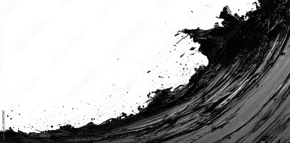 Poster a textured surface is transformed by dark ink brushing across it, resulting in a graphic design elem