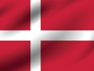 Naklejka premium Denmark flag official colors and proportion digital vector illustration. Pleated flag.