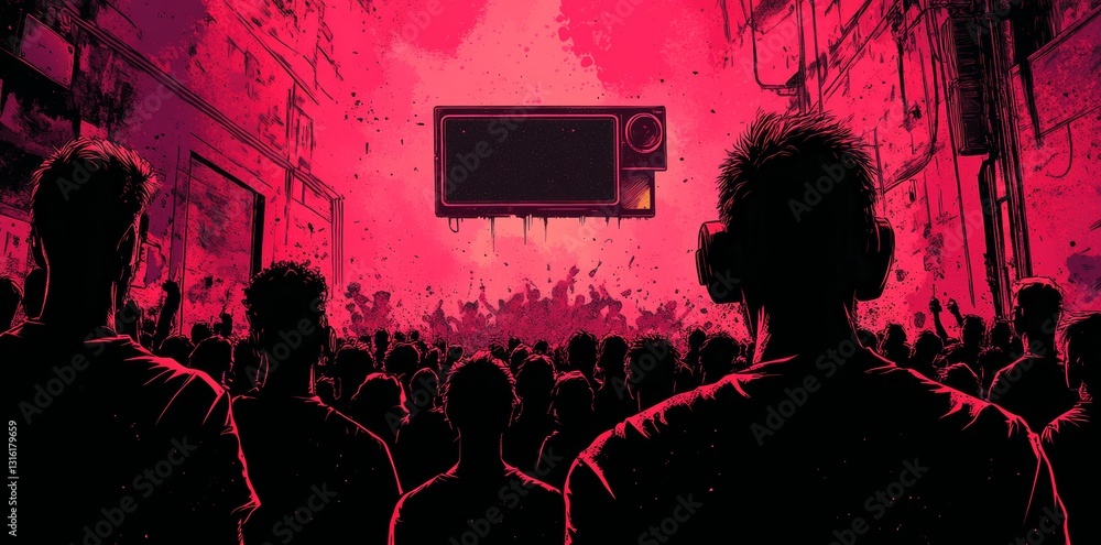 Poster the striking visual effect of red paint splattered across a black background is that of a grunge tex