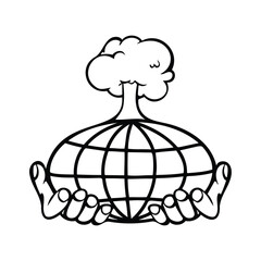 Hands gently cradling a globe with a tree on top