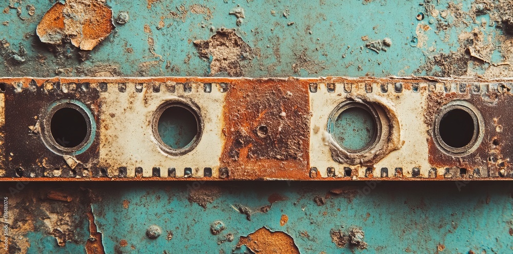 Poster an old and grungy film strip serves as a background with ample room for copy, making it ideal for ad