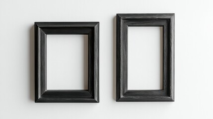 Two black picture frames on white background