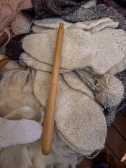 knitting needles and yarn