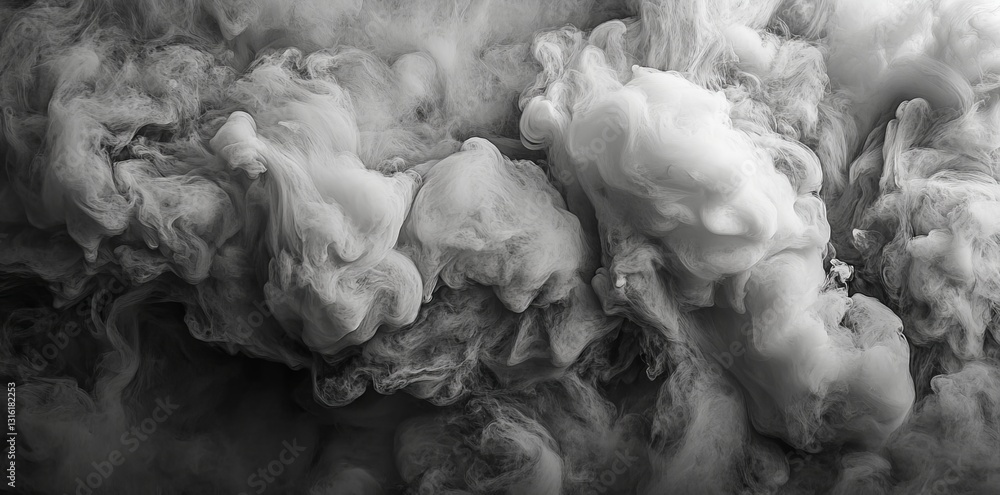 Aufkleber the dissolution of dark ink in water produces abstract shapes with a watercolor-like effect, suitabl