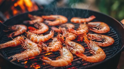 Cooking barbecue - grill shrimp summer party