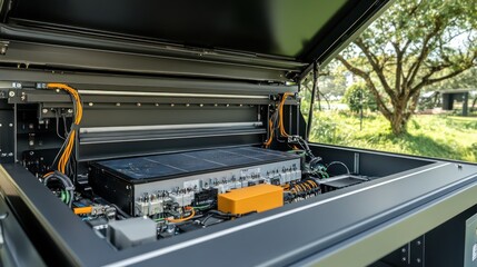 Open Electric Vehicle Battery System Outdoors