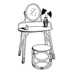 vintage dressing table with mirror vector design