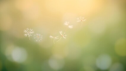 Tranquil Nature Background with Blurred Dandelion Seeds