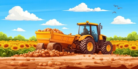 Fototapeta premium Potato harvesting food banner