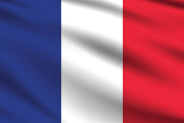 Obraz premium France flag official colors and proportion digital vector illustration. Pleated flag.