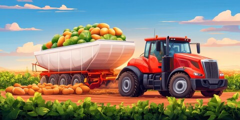 Fototapeta premium Potato harvesting food banner