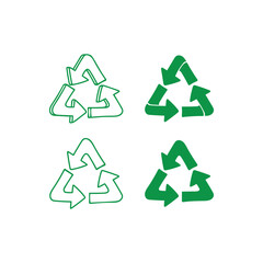 Obraz premium Recyling symbols in green indicate recycling processes for ecology