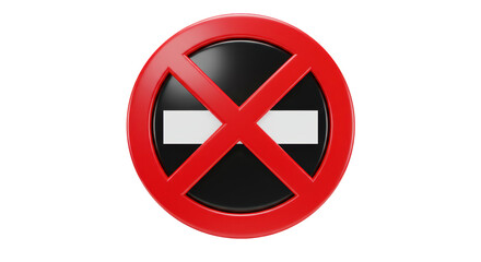 Isolated Red and Black No Entry Sign