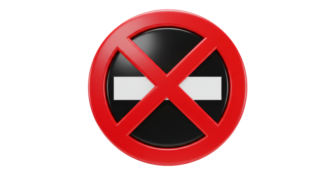 Isolated Red and Black No Entry Sign