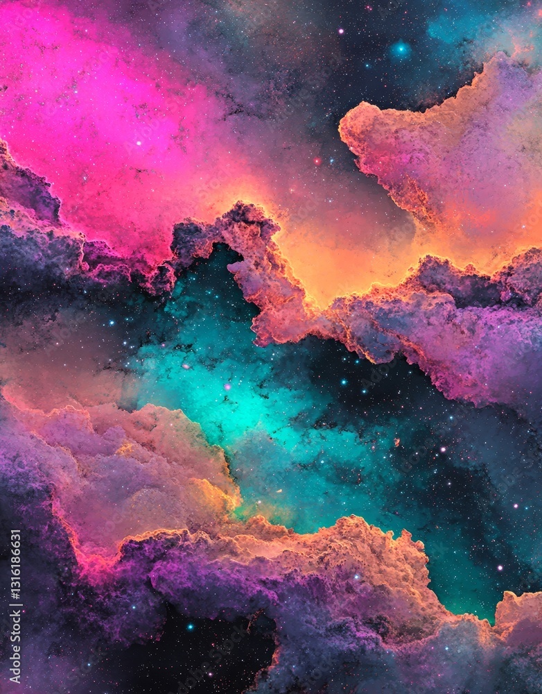 Aufkleber the universe is filled with rotating planets and colorful nebula