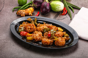 Chinese cuisine - prawn with chili sauce