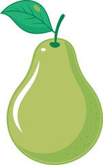 Green Pear Fruit Flat Vector Illustration | Logo Icon | Clipart Design
