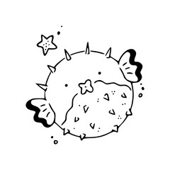 vector illustration of a cartoon puffer fish