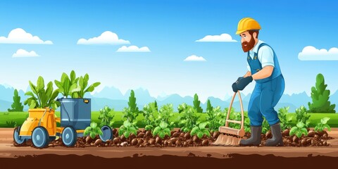 Potato harvesting food banner