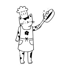 funny cat chef vector illustration