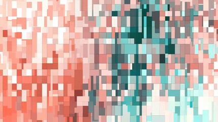Fototapeta premium Abstract Geometric Pixelated Art Design Featuring Coral And Teal Hues