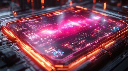 Obraz premium Futuristic holographic display device on white