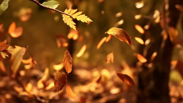 Goldene Herbstbl&auml;tter tanzen im Wind