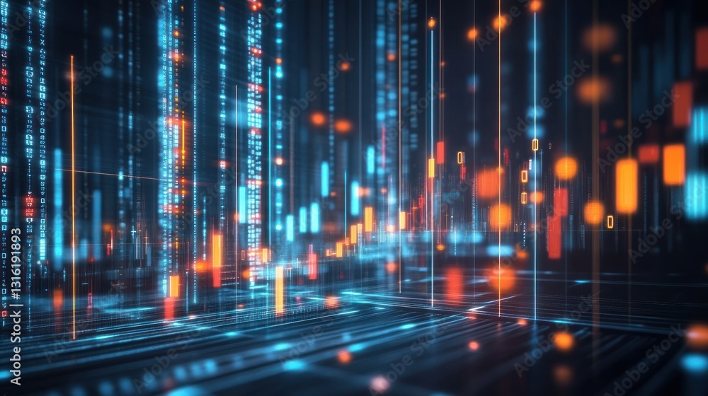 Poster digital data flow in a virtual space