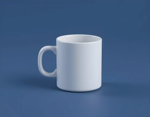 Obraz premium Simple Ceramic Mug on Blue: A sleek, minimalist white ceramic mug stands alone against a vibrant blue backdrop, offering a clean and modern aesthetic. Ai generated image