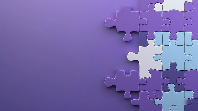 Lilac Puzzle Pieces: A 3D Rendered Solution Concept AI Generated
