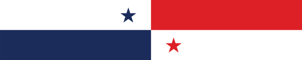 Panama flag. A long banner. Flag icon. Standard color. A rectangular flag. Computer illustration. Digital illustration. Vector illustration.