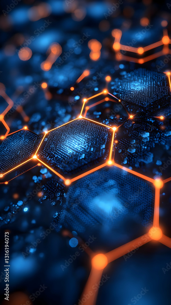 Aufkleber abstract futuristic network of hexagons