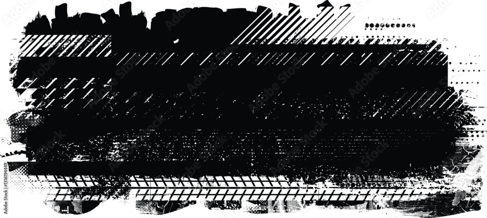 Poster Grunge textured banner with rough edges. Halftone dots texture. Overlay grunge texture . Simply place texture over any object to create grunge effect . Banner with scratched surface for your design. 