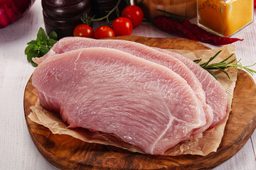 Raw uncooked turkey fillet steak
