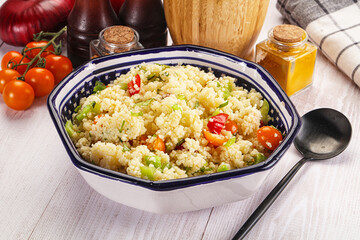 Vegan cuisine couscous with vegetables
