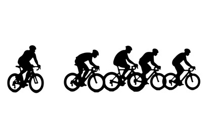 Fototapeta premium A group bicycling silhouette, bike, bicycle, sport, silhouette, cycling, vector, people, illustration, cyclist, cycle, ride, fitness, biker, woman, race, child, cartoon, person, biking, boy, black, bi