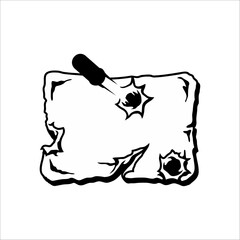 Illustration of a white board with tears and holes in the paper 