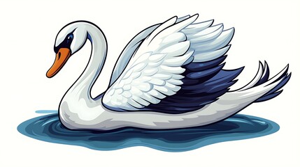 Obraz premium Elegant Swan Illustration: A Detailed Drawing of a Majestic Bird on Water AI Generated