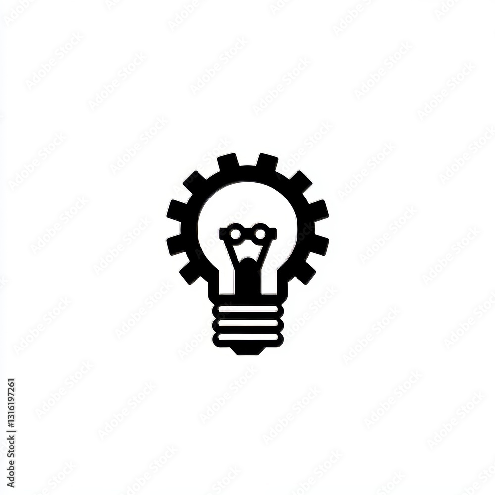 Poster the image of a light bulb with a gear embedded in it signifies the birth of creative concepts and in