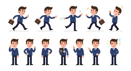 Businessman Cartoon Character Poses