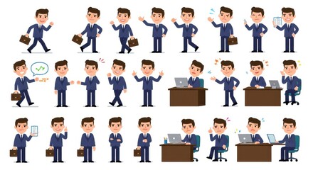 Businessman Cartoon Character Poses